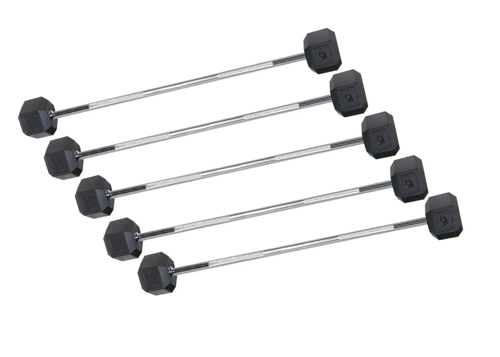 Rubber Hex Barbells and Rack 25lb - 115lb pairs